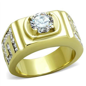 WildKlass Stainless Steel Ring IP Gold Men AAA Grade CZ Clear-WildKlass Jewelry