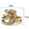WildKlass Stainless Steel Ring IP Gold Women AAA Grade CZ Champagne-WildKlass Jewelry