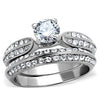 WildKlass Stainless Steel Ring High Polished (no Plating) Women AAA Grade CZ Clear-WildKlass Jewelry