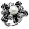 WildKlass Stainless Steel Ring High Polished Women Synthetic White-WildKlass Jewelry