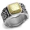WildKlass Stainless Steel Ring Two-Tone IP Gold Men Epoxy Jet-WildKlass Jewelry