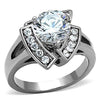 WildKlass Stainless Steel Halo Ring High Polished (no Plating) Women AAA Grade CZ Clear-WildKlass Jewelry