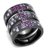 WildKlass Stainless Steel Ring IP Light Black (IP Gun) Women Top Grade Crystal Multi Color-WildKlass Jewelry