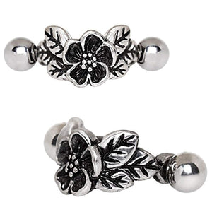 316L Stainless Steel Hibiscus Flower WildKlass Cartilage Cuff Earring-WildKlass Jewelry