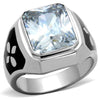 WildKlass Stainless Steel Ring High Polished (no Plating) Men AAA Grade CZ Clear-WildKlass Jewelry