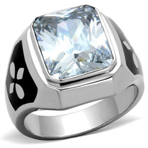 WildKlass Stainless Steel Ring High Polished (no Plating) Men AAA Grade CZ Clear-WildKlass Jewelry