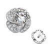 WildKlass CZ Paved and Round CZ Center Rose Blossom Internally Threaded Dermal Top-WildKlass Jewelry