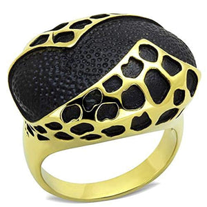 WildKlass Stainless Steel Ring IP Gold Women Epoxy Jet-WildKlass Jewelry