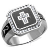 WildKlass Stainless Steel Ring Cross High Polished (no Plating) Women AAA Grade CZ Clear-WildKlass Jewelry