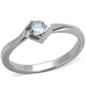 WildKlass Stainless Steel Ring High Polished (no Plating) Women AAA Grade CZ Clear-WildKlass Jewelry