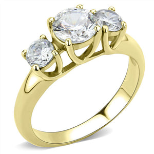 WildKlass Stainless Steel Ring IP Gold Women AAA Grade CZ Clear-WildKlass Jewelry