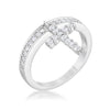 WildKlass 0.2ct CZ Rhodium Plated Cross Charm Ring-WildKlass Jewelry