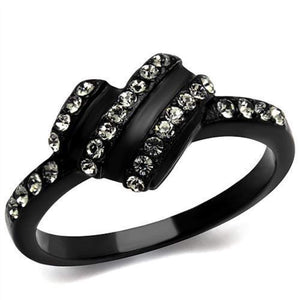 WildKlass Stainless Steel Ring IP Black Women Top Grade Crystal Black Diamond-WildKlass Jewelry