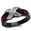 WildKlass Stainless Steel Ring Two-Tone IP Black Women Top Grade Crystal Siam-WildKlass Jewelry