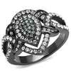 WildKlass Stainless Steel Ring IP Light Black (IP Gun) Women Top Grade Crystal Multi Color-WildKlass Jewelry