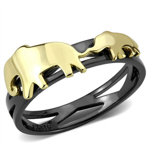 WildKlass Stainless Steel Ring IP Gold+ IP Black Women-WildKlass Jewelry