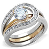 WildKlass Stainless Steel Ring Two-Tone IP Rose Gold Women AAA Grade CZ Clear-WildKlass Jewelry