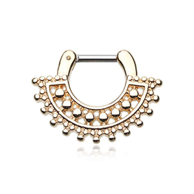 Golden Divine Filigree WildKlass Septum Clicker-WildKlass Jewelry