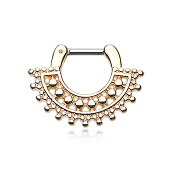 Golden Divine Filigree WildKlass Septum Clicker-WildKlass Jewelry