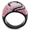 WildKlass Stainless Steel Ring Two-Tone IP Black Women Top Grade Crystal Light Rose-WildKlass Jewelry