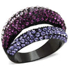 WildKlass Stainless Steel Ring IP Black Women Top Grade Crystal Multi Color-WildKlass Jewelry
