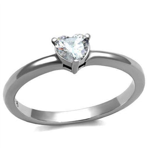 WildKlass Stainless Steel Ring High Polished Women AAA Grade CZ Clear-WildKlass Jewelry