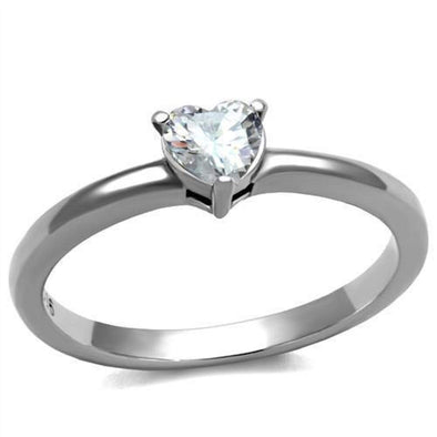 WildKlass Stainless Steel Ring High Polished Women AAA Grade CZ Clear-WildKlass Jewelry