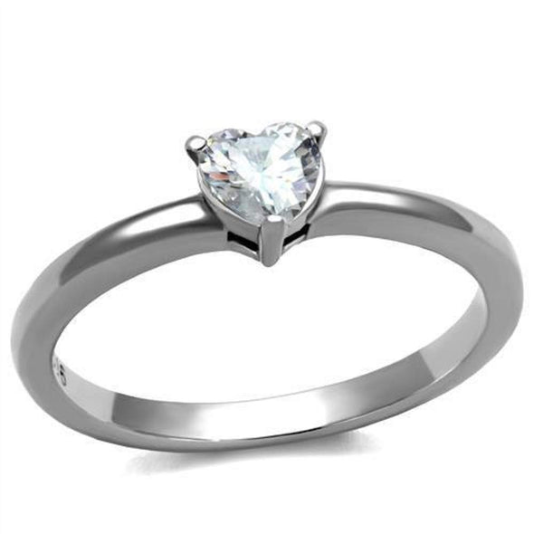 WildKlass Stainless Steel Ring High Polished Women AAA Grade CZ Clear-WildKlass Jewelry