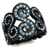 WildKlass Stainless Steel Ring IP Black Women Top Grade Crystal Sea Blue-WildKlass Jewelry