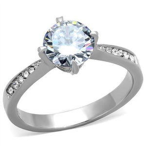 WildKlass Stainless Steel Ring High Polished (no Plating) Women AAA Grade CZ Clear-WildKlass Jewelry