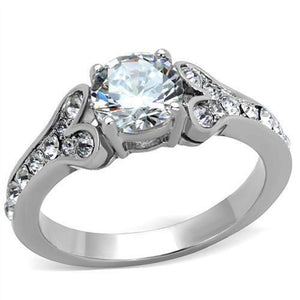 WildKlass Stainless Steel Ring High Polished (no Plating) Women AAA Grade CZ Clear-WildKlass Jewelry