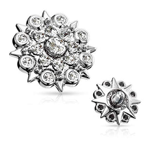 WildKlass CZ Paved Floral Filigree Internal Thread Dermal Anchor Tops-WildKlass Jewelry