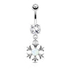 Opalite Stone Set Tribal Sun Dangle CZ Prong Set 316L Surgical Steel WildKlass Belly Button Navel Rings-WildKlass Jewelry