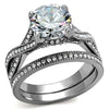 WildKlass Stainless Steel Ring High Polished Women AAA Grade CZ Clear-WildKlass Jewelry