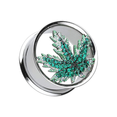 Pot Leaf Multi-Sprinkle Dot Ear Gauge Tunnel WildKlass Plug-WildKlass Jewelry