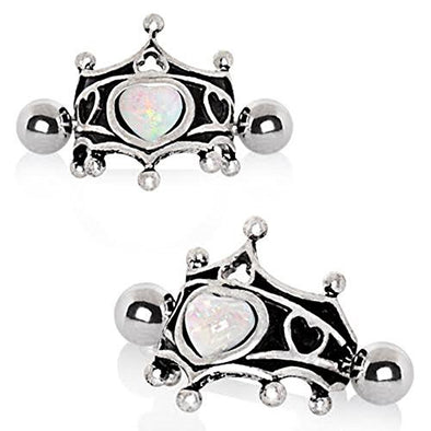 316L Stainless Steel Medieval Design Heart Crown WildKlass Cartilage Cuff Earring-WildKlass Jewelry