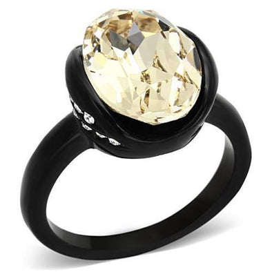 WildKlass Stainless Steel Halloween Ring IP Black Women Top Grade Crystal Light Smoked-WildKlass Jewelry