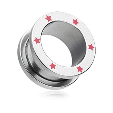 Red Stars Screw-Fit Ear Gauge Tunnel WildKlass Plug-WildKlass Jewelry