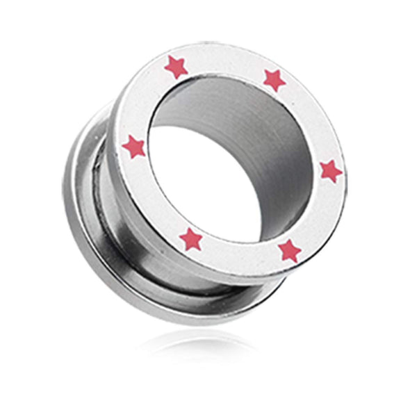 Red Stars Screw-Fit Ear Gauge Tunnel WildKlass Plug-WildKlass Jewelry