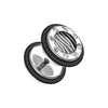 Stripe Gem Rimmed Steel Fake WildKlass Plug-WildKlass Jewelry