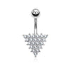 CZ Paved Triangle 316L Surgical Steel WildKlass Belly Button Navel Rings-WildKlass Jewelry