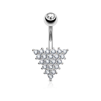 CZ Paved Triangle 316L Surgical Steel WildKlass Belly Button Navel Rings-WildKlass Jewelry