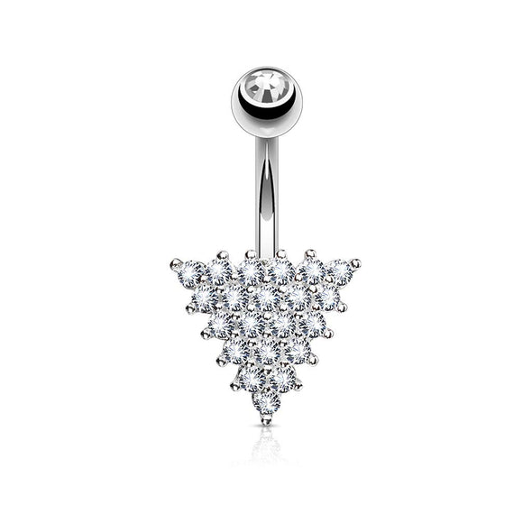 CZ Paved Triangle 316L Surgical Steel WildKlass Belly Button Navel Rings-WildKlass Jewelry
