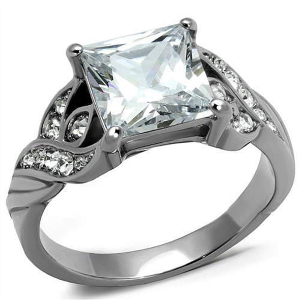 WildKlass Stainless Steel Ring High Polished Women AAA Grade CZ Clear-WildKlass Jewelry