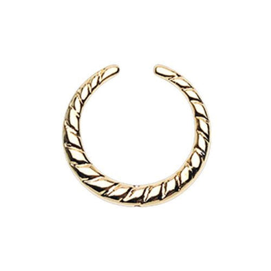 Golden Rope Textured WildKlass Septum Retainer Ring-WildKlass Jewelry