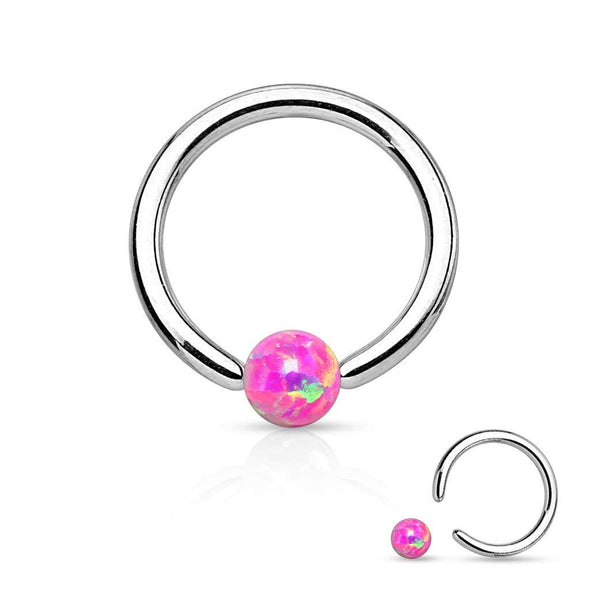 WildKlass Jewelry Opal Captive Bead Synthetic Opal Ball 316L Surgical Steel Silver Spakle-WildKlass Jewelry