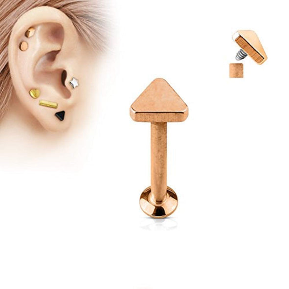 Triangle Top Internally Threaded 316L Surgical Steel WildKlass Labret, Monroe, Cartilage Studs-WildKlass Jewelry