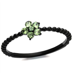 WildKlass Stainless Steel Ring IP Black Women Top Grade Crystal Peridot-WildKlass Jewelry