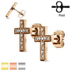 Pair of CZ Paved Cross Stainless Steel WildKlass Stud Earrings-WildKlass Jewelry