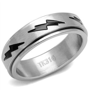 WildKlass Stainless Steel Ring High Polished Men Epoxy Jet-WildKlass Jewelry